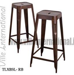 Industrial Vintage Red Brown Metal Bar Stool