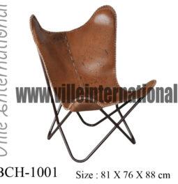 Iron Metal Butterfly Chair Antique Brown Leather