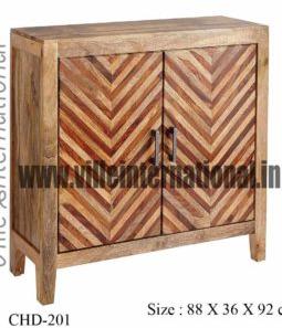 Kadhi Chevron Mango Wood Cabinet