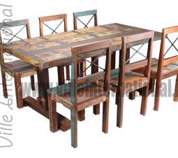 Reclaimed wooden dining table set