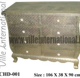 White Metal Fitted Chest of Drawer