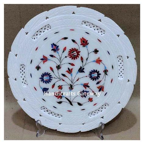 Marble Hand Crafted Inlay Beautiful Flower Plates