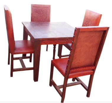 Genuine Leather dining table set, for Home Furniture, Size : 90x90x76