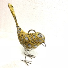 Wired Bird Sculpture in metal and Jute