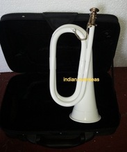 WHITE STOVE PAINTED TUNABLE MILITARY ARMY BUGLE