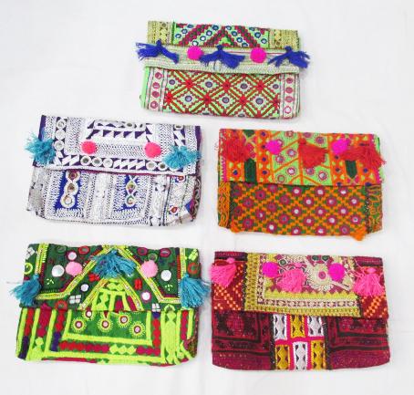 Tribal Hand Embroidered clutch bag