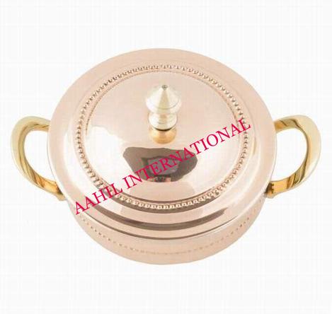 COPPER STEEL FOOD SERVING DISH WITH BOWL
