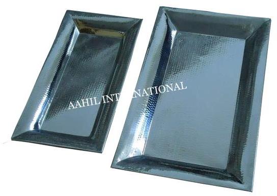 Rectangular Serving Tray Hammered Stainless Steel