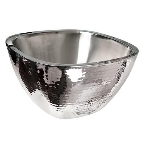SQUARE BOWL DOUBLE WALL STAINLESS STEEL HAMMERED