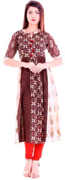 Printed Cotton Flared Anarkali Kurti, Size : M, S, XL