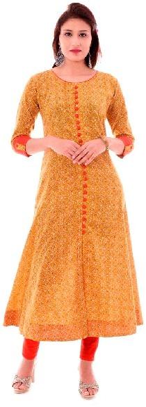 Cotton Floral Print Anarkali Kurti, Occasion : Casual Wear, Party Wear