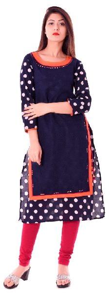 Polka Print Double Layer Kurti, Occasion : Party Wear