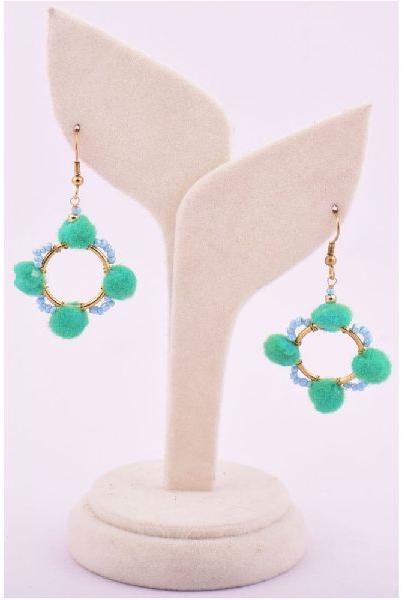 Beads India Jade Cream 1404366 Earring, Color : Green