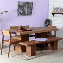 Ergonomically Designed Dining Table With Four Chairs And A Bench