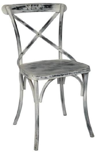 IRON PIPE CHAIR WITH DISTRESSED FINISH GIVING RETRO LOOK