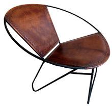 IRON ROUND CHAIR WITH LEATHER