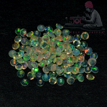 Round Faceted Cut Multi Fire Opal Color Loose Gemstone