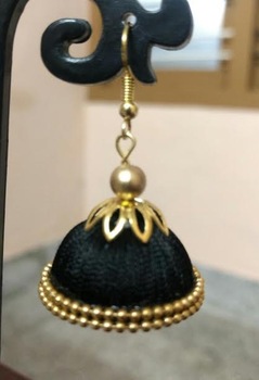 Silk Thread Jhumka Earrings, Occasion : Anniversary, Engagement, Gift, Party, Wedding, auspicious ceremonies