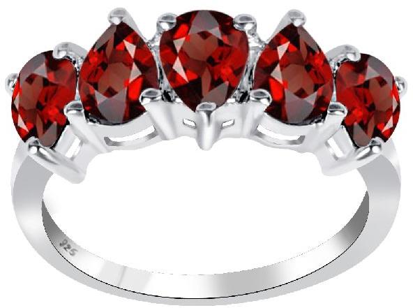 Exclusive garnet 925 sterling silver five stone ring