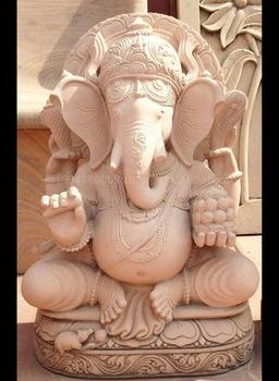 Antique Natural Marble Handcarved Lord Ganesh Statue