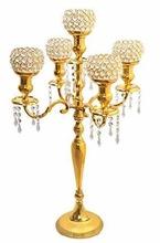 GOLD CRYSTAL BRASS CANDELABRA