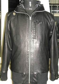 Biker Leather Jacket, Technics : Plain Dyed