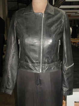 Leather Jacket Black, Technics : Plain Dyed