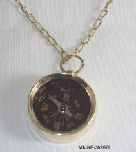 Brass/ Glass Maritime Compass Pendant Necklace, Occasion : Anniversary, Gift, Party