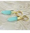 Aqua Chalcedony gold plated earring