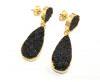 Black Natural Sugar Druzy Eletcroplated Pear Shape Drop Dangle Earring