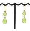 Chalcedony gold plated earring, Color : Green