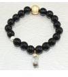 Dimaond with Black Beads Bracelet Gold Plated Jewelry