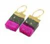 Electroplated Pink Natural Agate Druzy Drop Dangle Earring