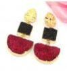 Eletcroplated Red Black Natural Druzy Earringb