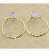 Pear hoop Pink Chalcedony gold plated earring