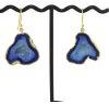 Natural Blue Geode Druzy Earring 24k Gold Plated Earring Jewelry