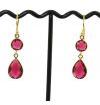 Pear & Round Pink Quartz Hook Drop Dangle Earring Jewelry