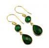 Quartz gold plated earring, Color : Green