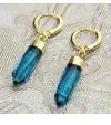 Bullet/Pencil topaz gold plated earring, Color : London blue
