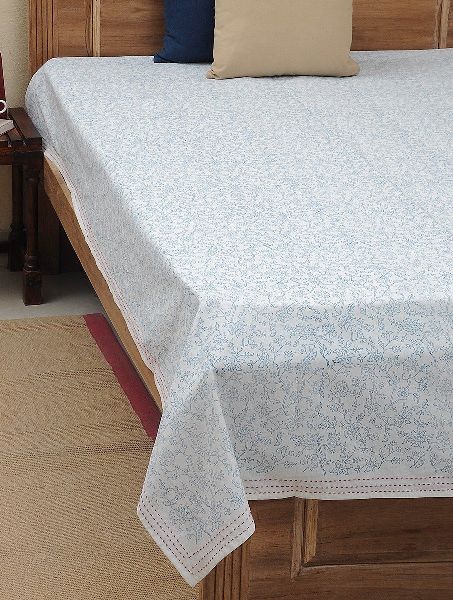 Bed Cover Hand Block Printed Blue Color Jaal