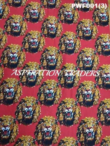 Red Feni Lion Head Printed Fabric