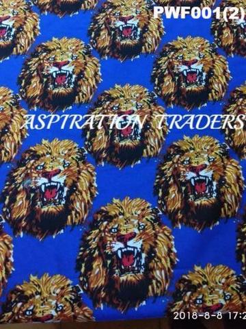 Royal Blue Feni Lion Head Printed Fabric