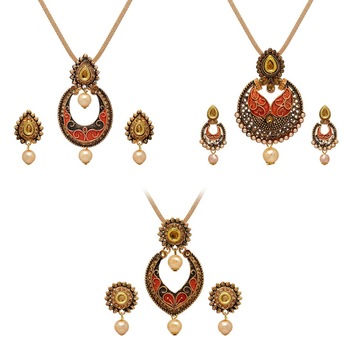 Multi Color Imitation Peral Pendants With Earring