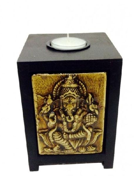 Brass ganesh ji tea light holder, Size : 4x4x5.5