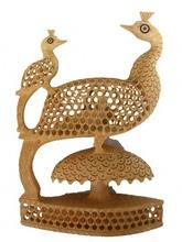 Carved Wooden Peacock With Child Jali, for Home Decoration, Feature : India