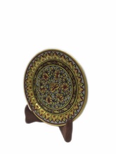 Marble Designer Plate Gold Work - Indian Handicrafts