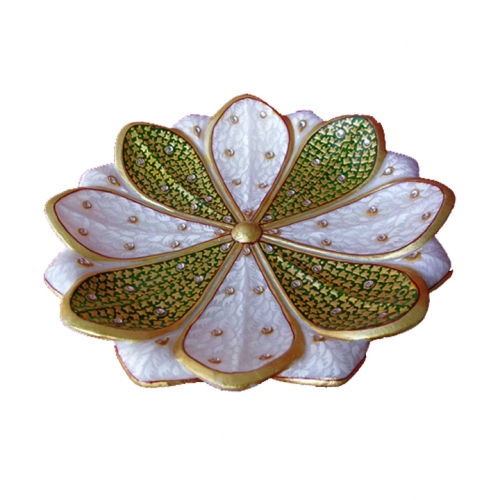 Marble Lotus Floral Plate Green, Size : 8x2