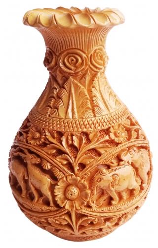 Wooden Vase 8 carved Fine