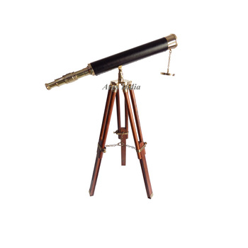 Antique Vintage Look Nautical Brass Telescope With Tripod Stand