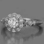 Fiery white moissanite Vintage engagement rings in 925 sterling silver